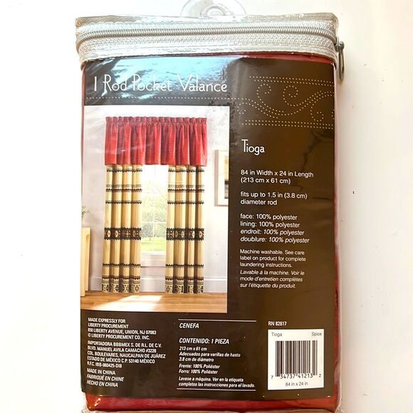 Tioga Burgandy Rod Pocket Valance Curtain Topper - Picture 3 of 3